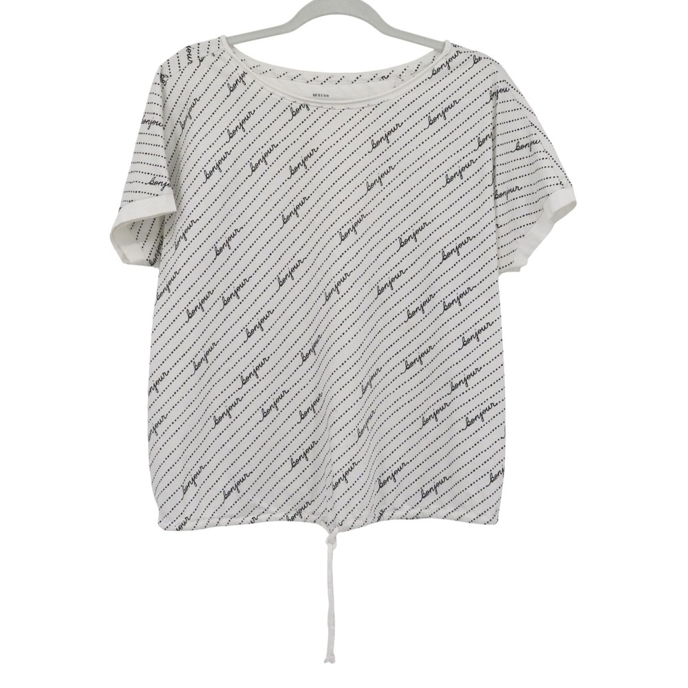 Maeve Bonjour Tee Women Small White‎ Vacation Travel Paris French Girl Trendy